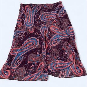 Windsor A-Line Skirt - Burgundy and Blue Paisley